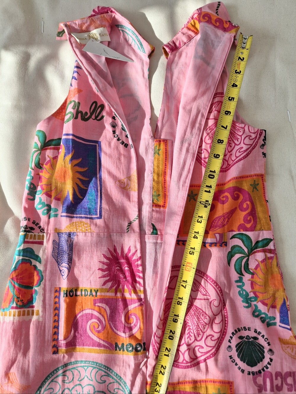 (New) Anna Cate – Hibiscus Belted Midi Novelty Print Dress (Pink) Women's XS - Picture 11 of 14